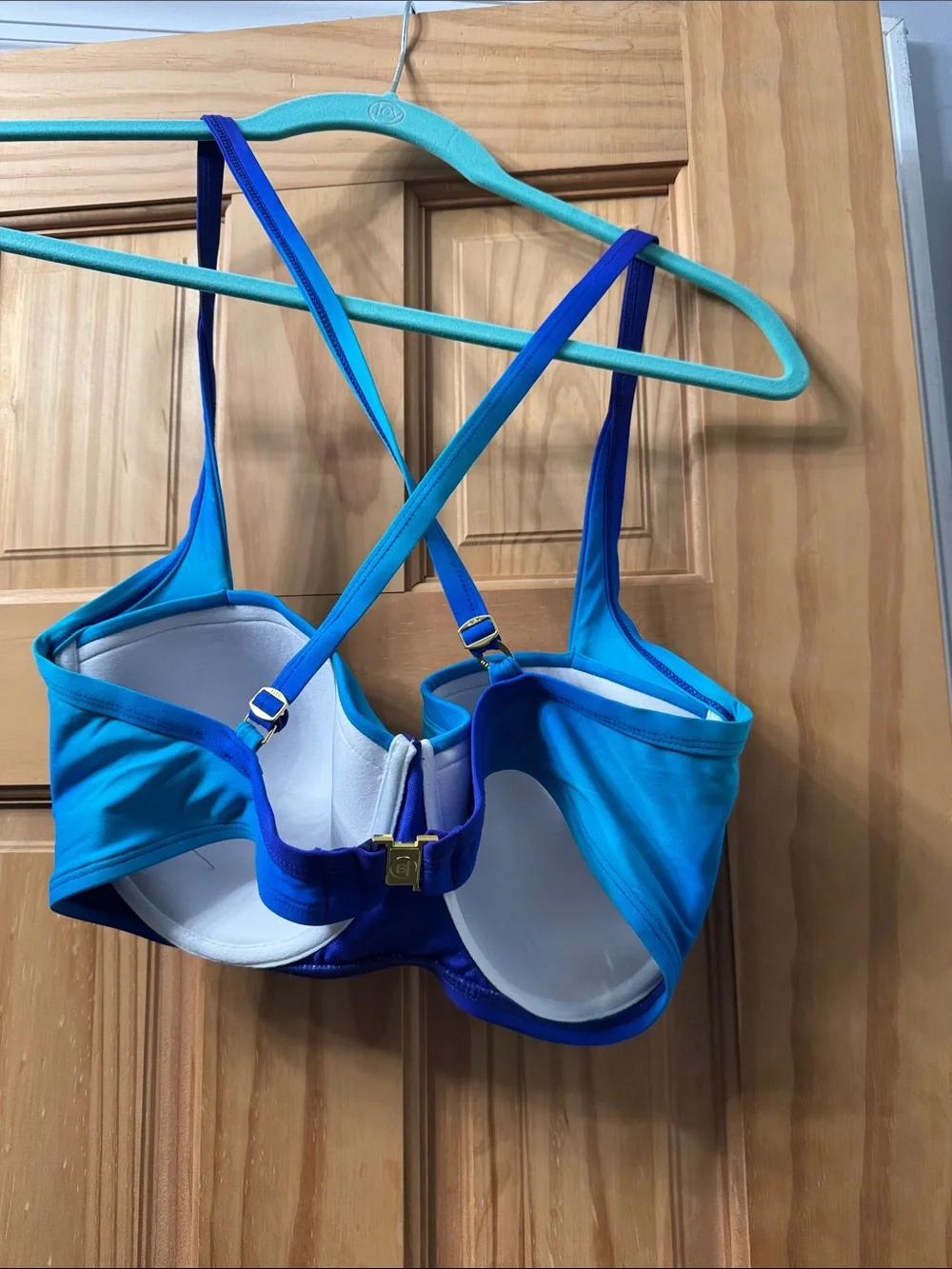 Bleu Rod Beattie Blue Ombre Padded Crisscross Bikini Top